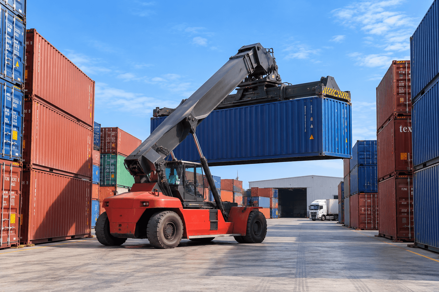 A Shine Logistique driver standing beside the fleet
